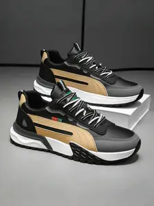 1 Pair Multi-color Trendy Sports Shoes - Comfortable Upper + Elastic Outsole, Two Colors Available, For Daily Wear & Trendy Styling, Comfortable & Versatile, Sporty Running Shoes