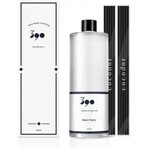 Reed Diffuser Oil Refill, Black Cherry, 16.9oz(500ml), 10 Fiber Reed Sticks/Home , Scented Oil Refills, Oils for Reed Diffuser, Home Decor