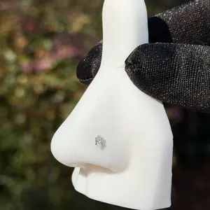 Cz gem stud nose ring