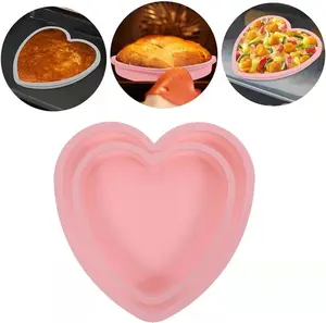 Heart Shaped Cake Pans,  Molds Heart Baking Pans, Heart Cake Mold Non-Stick Cake Pan Set for Cheese Cake and Brownie Cake (2PCS-)