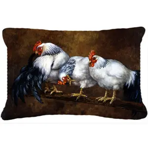 Carolines Treasures BDBA0081PW1216 Roosting Rooster & Chickens Fabric Decorative Pillow, Pillow-Shaped Cushion Covers
