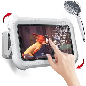 Upgraded 480? Rotating Shower Phone Holder  Case with Touch Screen,OOLYICO Shower Accessories Guardian Buddy Holder Wall Mount Shelf in Bathroom Bathtub for 4" - 7" Cell Phone