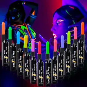 12 Color Glow-In-The-Dark Water-Soluble Body Paint Set, Perfect for Kids Face & Body Painting, Ideal for Halloween Party Makeup