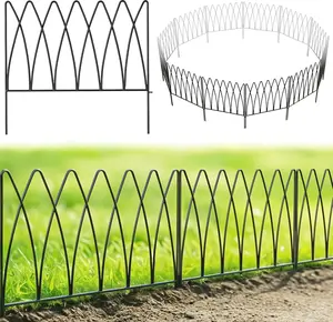 ARIFARO  Decorative Metal Garden Fence 45cm x 45cm (5 Panels, Total Length 2.3m), Metal Fence Panels, Landscape Fencing for Flower Bed, Trees, Animal Barrier