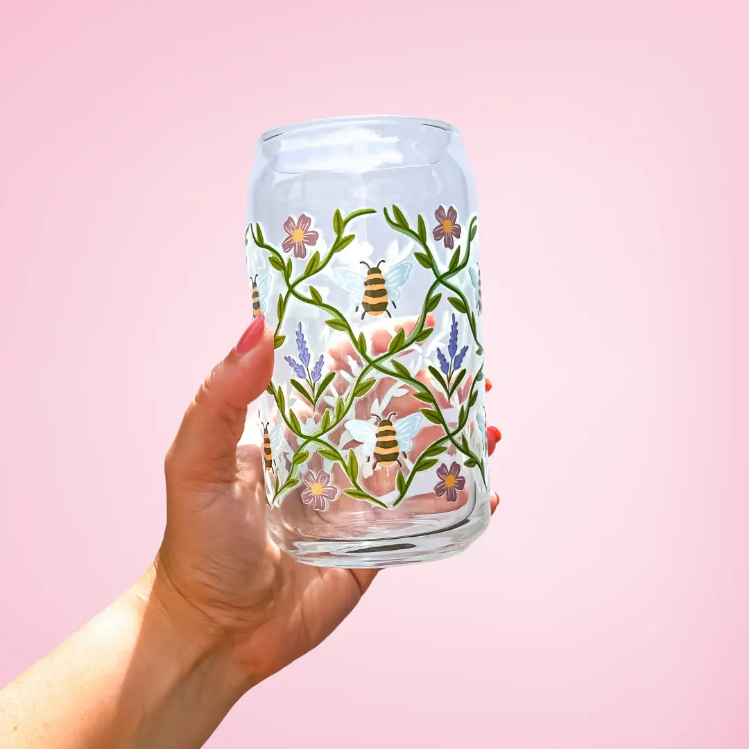 Bees | Glass Tumbler Bees | Glass Tumbler