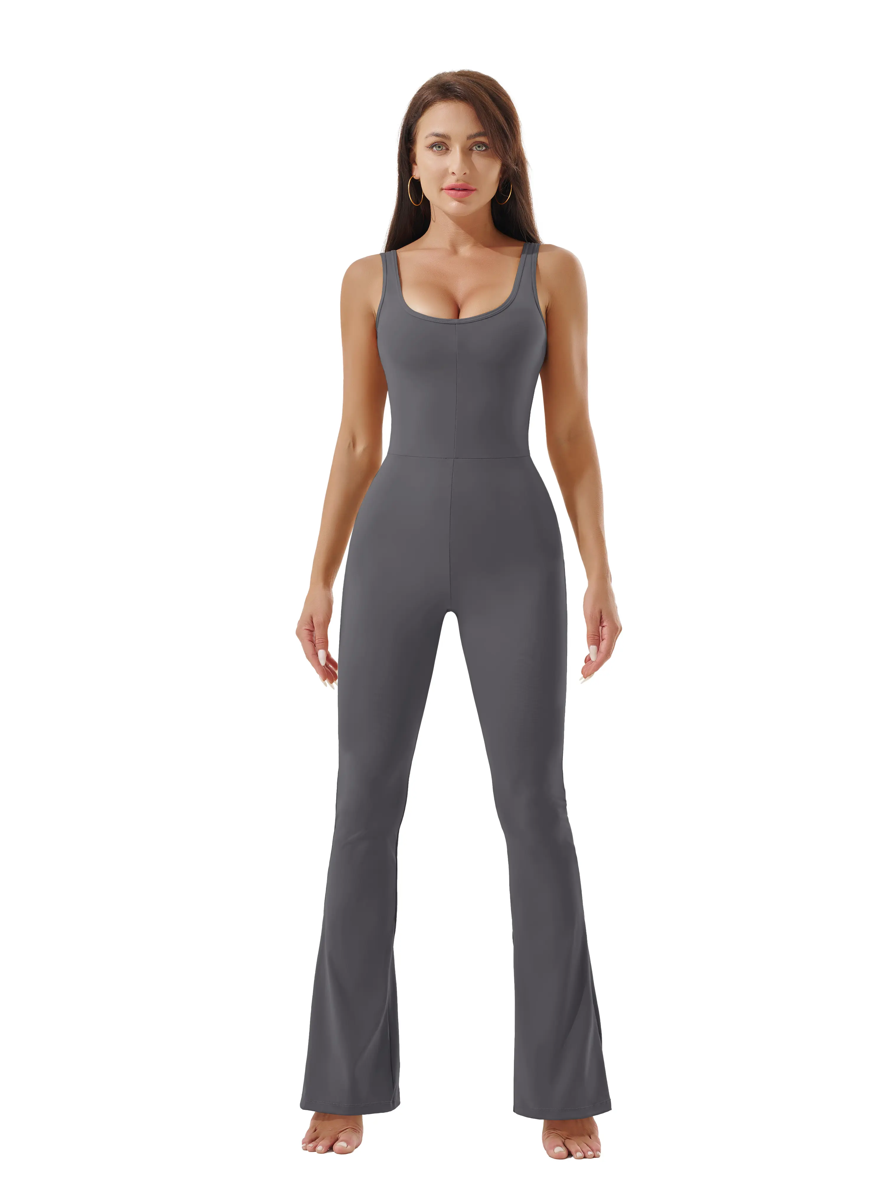 Womens One Piece Flare Jumpsuits Sleeveless Wide Leg Workout Yoga Romper Sexy Bodycon Casual Overalls Unitard