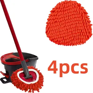 Mop Heads Replacements Compatible with O-cedar Easy Wring 1-Tank System,Mop Replace Head for Dry/Wet Use,4 Pack Reusable Spin Mop Replacement Head,Washable Chenille Dust Mop Refills for Floor Cleaning