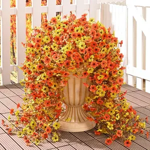 Fall Artificial Hanging Flowers for Outdoors UV Resistant Fake Hanging  for Front Porch Decor Thanksgiving Home Decorations 2&4 Pack Orange Yellow No Basket Decorative Flower Ornaments, Artificial Flower Arrangements
