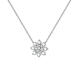 S925 sterling silver moissanite sunflower necklace high-end design light luxury temperament clavicle necklace for girlfriend