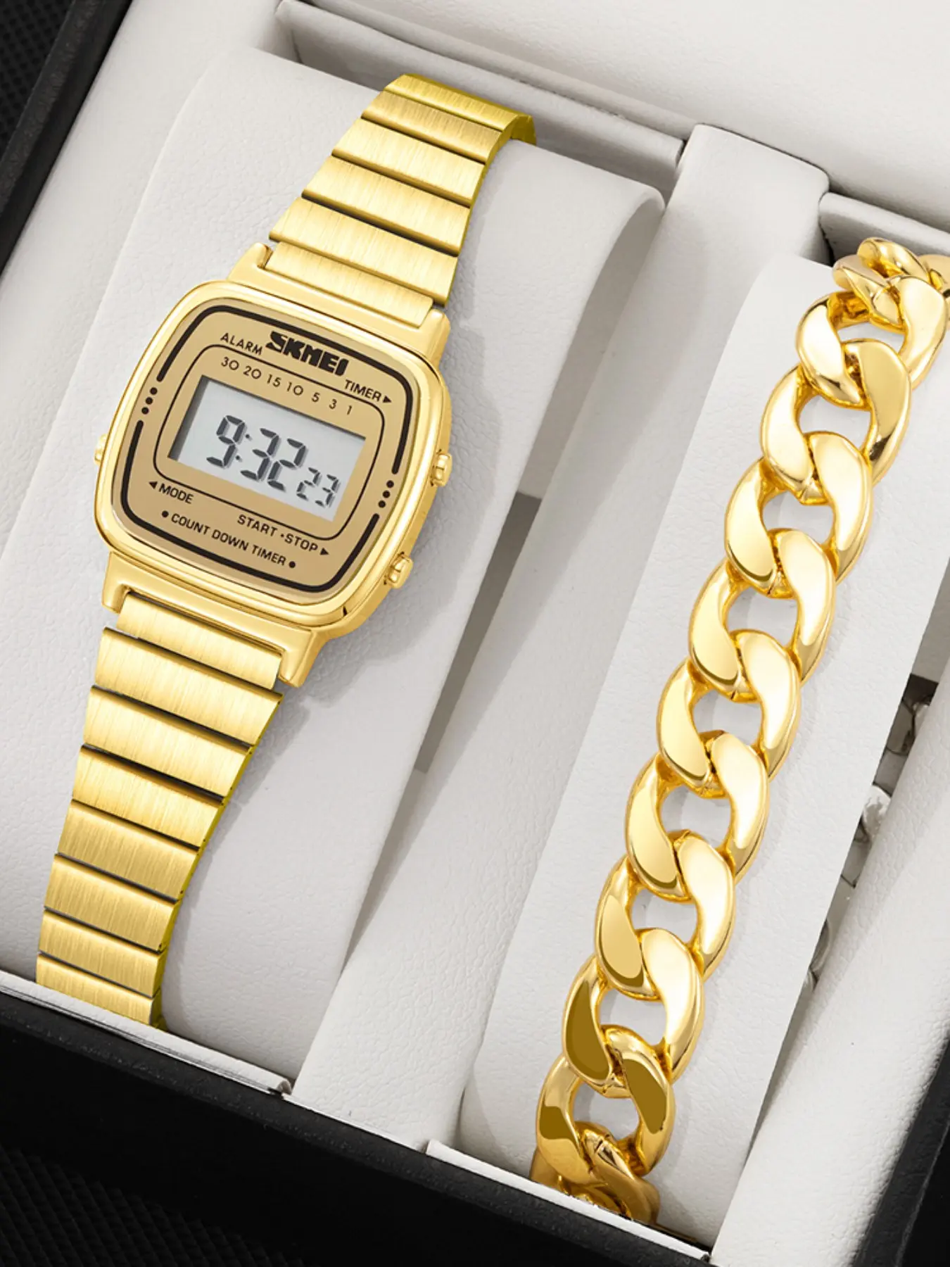 Men's Single Display Electronic Stainless Steel Wristwatch with Bracelet Accessory, Casual Fashion Wristwatches, Perfect Gift Choice, All Seasons Wear, Zinc Alloy Case, Digital Watches