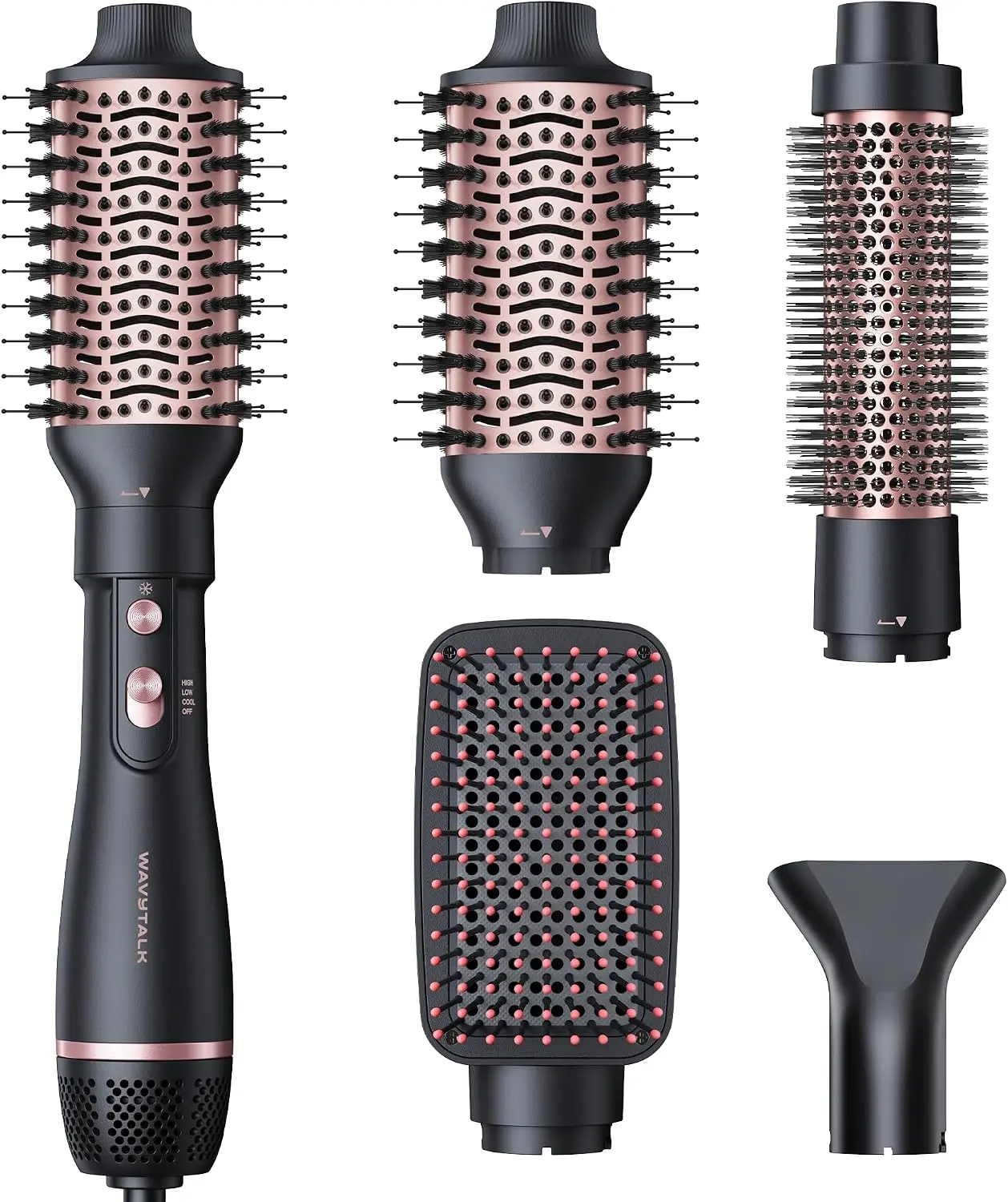 4-in-1 Air Sculpt Hair Dryer Brush Set - Salon Blowout Tool for Volumizing, Straightening, Smooth Results, Frizz-Free Styles for All Hair Types, with Storage, Black