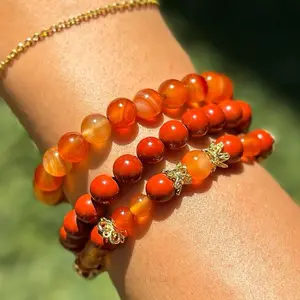 Red Jasper & Carnelian Chakra Bracelet – Strength, Vitality & Passion - Natural Crystal Stretch Bracelet