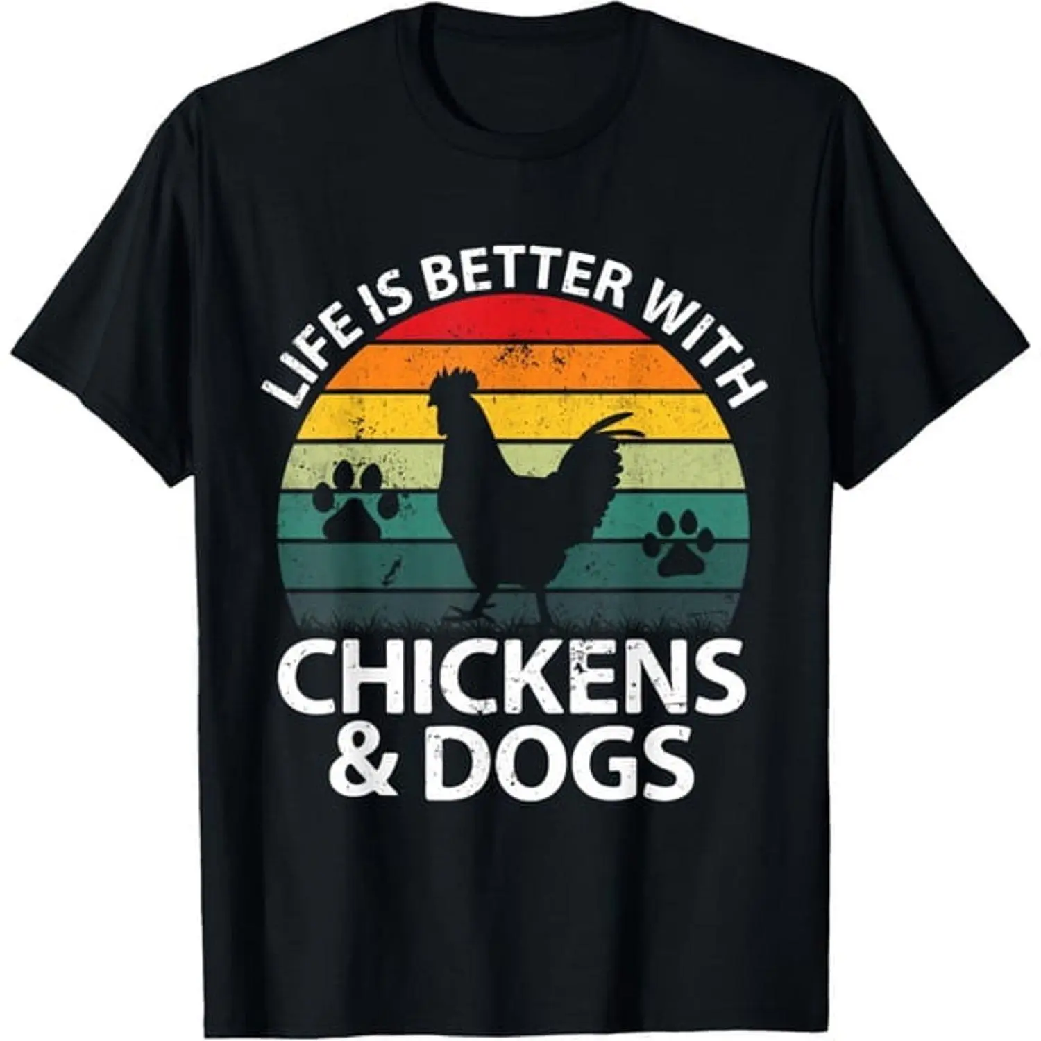 Life Is Better With Chickens And Dogs Farmer T Shirt Country Farm Life Graphic T Shirt Rustic Vintage Farming Humor Shirt