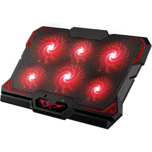 Laptop Cooling Pad, Laptop Cooler with 6 Quiet Led Fans for 15.6-17 Inch Laptop Cooling Fan Stand, Portable Ultra Slim USB  Gaming Laptop Cooling Pad,  Control Fan Speed Function (Red)