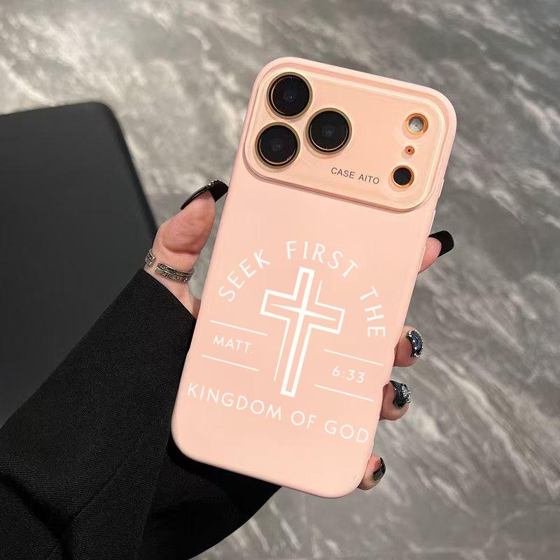 Seek First The Kingdom Of God Graphic Phone Case And Scripture Mark Matt.6:33 Adopts Soft Skin-Friendly Liquid Silicone Material, Featuring A Smooth Matte Surface That Effectively Resists Fingerprints For iPhone 12,13,14,15,16,17
