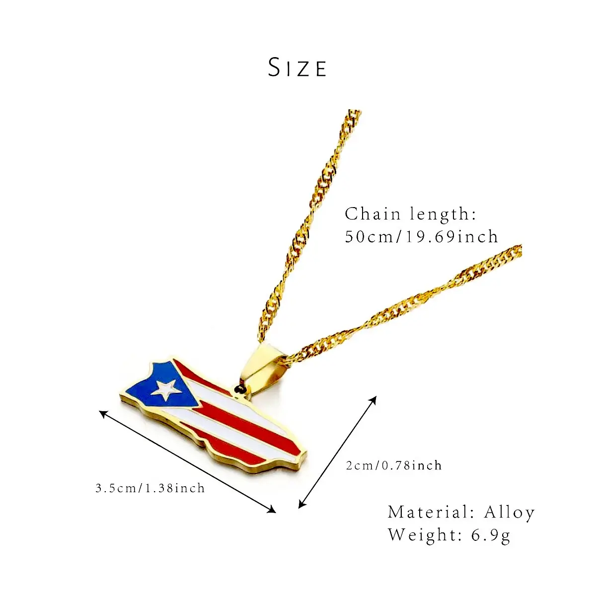 Puerto Rico Flag Necklace, Oil Drip Stainless Steel Map Pendant Necklace, Flag Map Series Pendant Necklace for Men and Women
