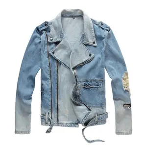 Blue Denim Motorcycle Jacket | Distressed Style