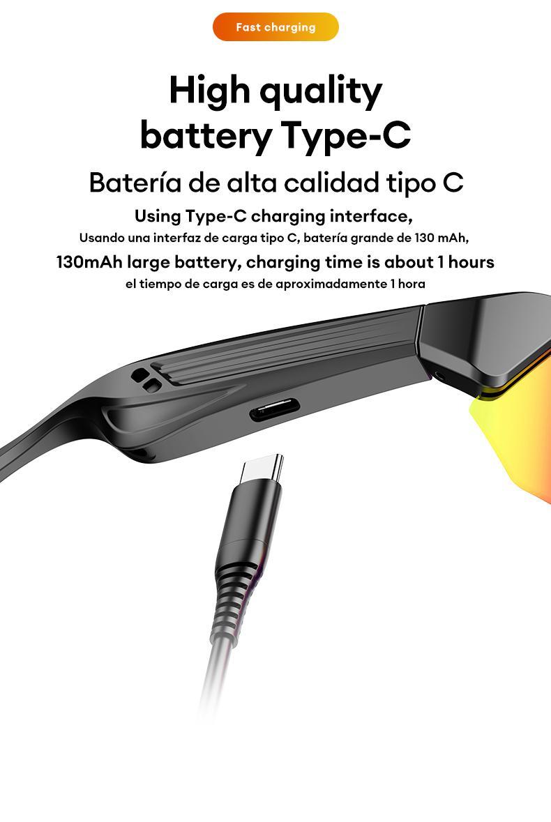 PAXA YJ-006 Cycling Sports Bluetooth Glasses 2-in-1 UV 400 filtration and anti-blue light One-touch control on/off incoming call play pause Wake up the voice assistant Suitable for running cycling fishing and hiking