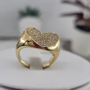 ( R64) heart ring 14 k gold plated beautifull and elegant.