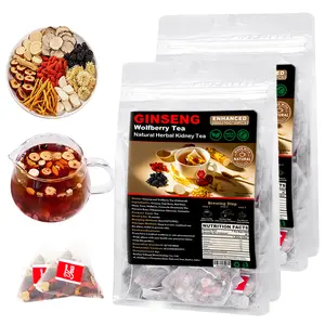 Stamina & Drive Herbal Tea – Ten Treasure Ginseng Blend with Wolfberry & Red Dates, crafted to restore kidney strength and boost men’s endurance（60 Bags） Natural Organic Beverage