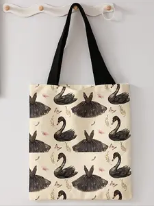 Black Swan Pattern Tote Bag, Fashionable Large Capacity Shoulder Bag for Women & Girls, Casual Trendy Versatile High-quality Daily Commuting Bag, Girl Shopping Bag