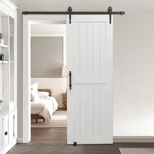 VEVOR Sliding Barn Door, 30 x 84 inch, High-Strength MDF Panel, Barn Door with Hardware Kit, Water-Proof PVC Surface, Easy to Install, H-Frame, Smoothly and Quietly Sliding for Living Room, Bathroom