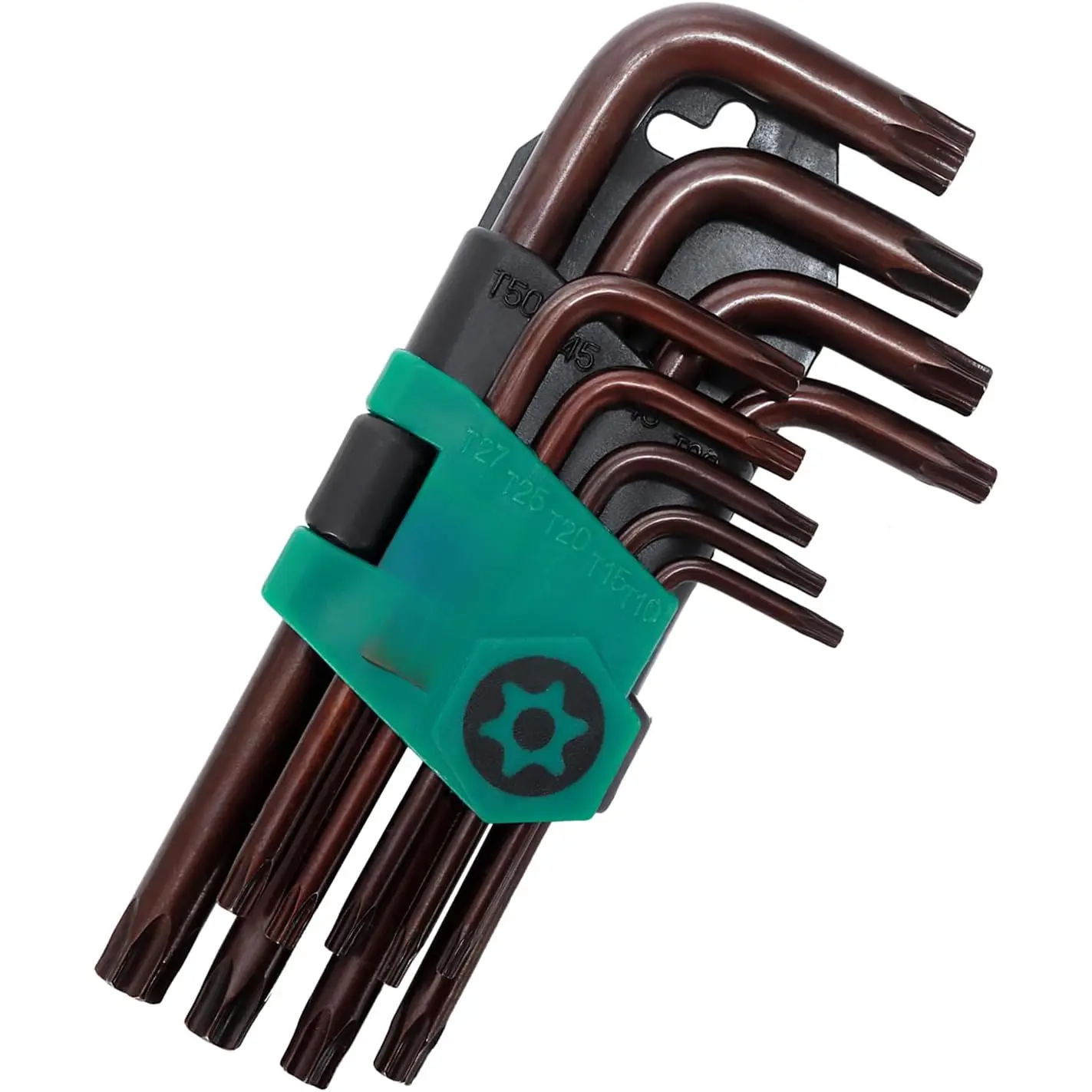 Torx Allen Wrench Set, Tamper Resistant Key Set, S2 Steel, 9-Piece T10-T50 Star Wrench