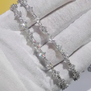 925 Silver VVS Moissanite Tennis Bracelet for Men Women Iced VVS Sterling Silver Tennis Chain