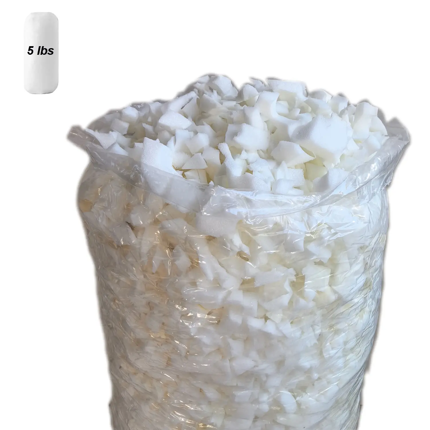 5lbs Premium Shredded Memory Foam Filling - Soft Support Bean Bag Stuffing Refill for Pillows, Dog Beds, Arts & Sewing Projects (White), Shredded Foam