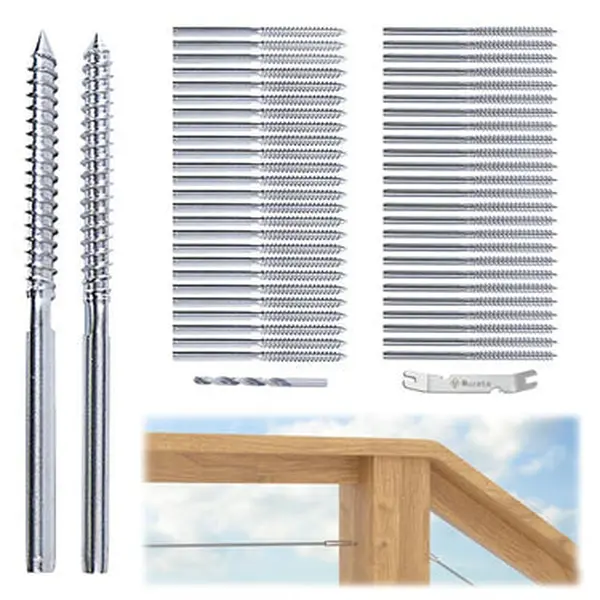 Muzata CK17 T316 Stainless Steel 1/8" Left & Right Hand Lag Screws for Cable Railing Systems