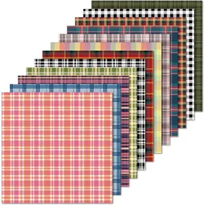 Plaid Tartan Flannel 12x12 in Double Sided Paper Pad Pack Scrapbook Cardstock Decorative Paper - 36 Sheets - for Boys Card Making Origami Decorative Scrapbooking Supplies
