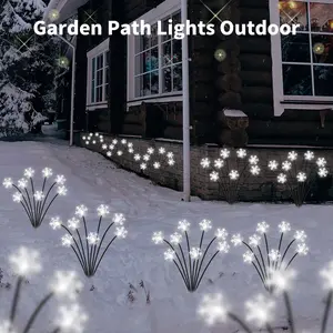 Outdoor Snowflake Solar Christmas Decoration Lights, 8 Modes Set of 4 Solar Swaying Garden Lights, Solar Landscape Pathway Stake Lights for Ornaments