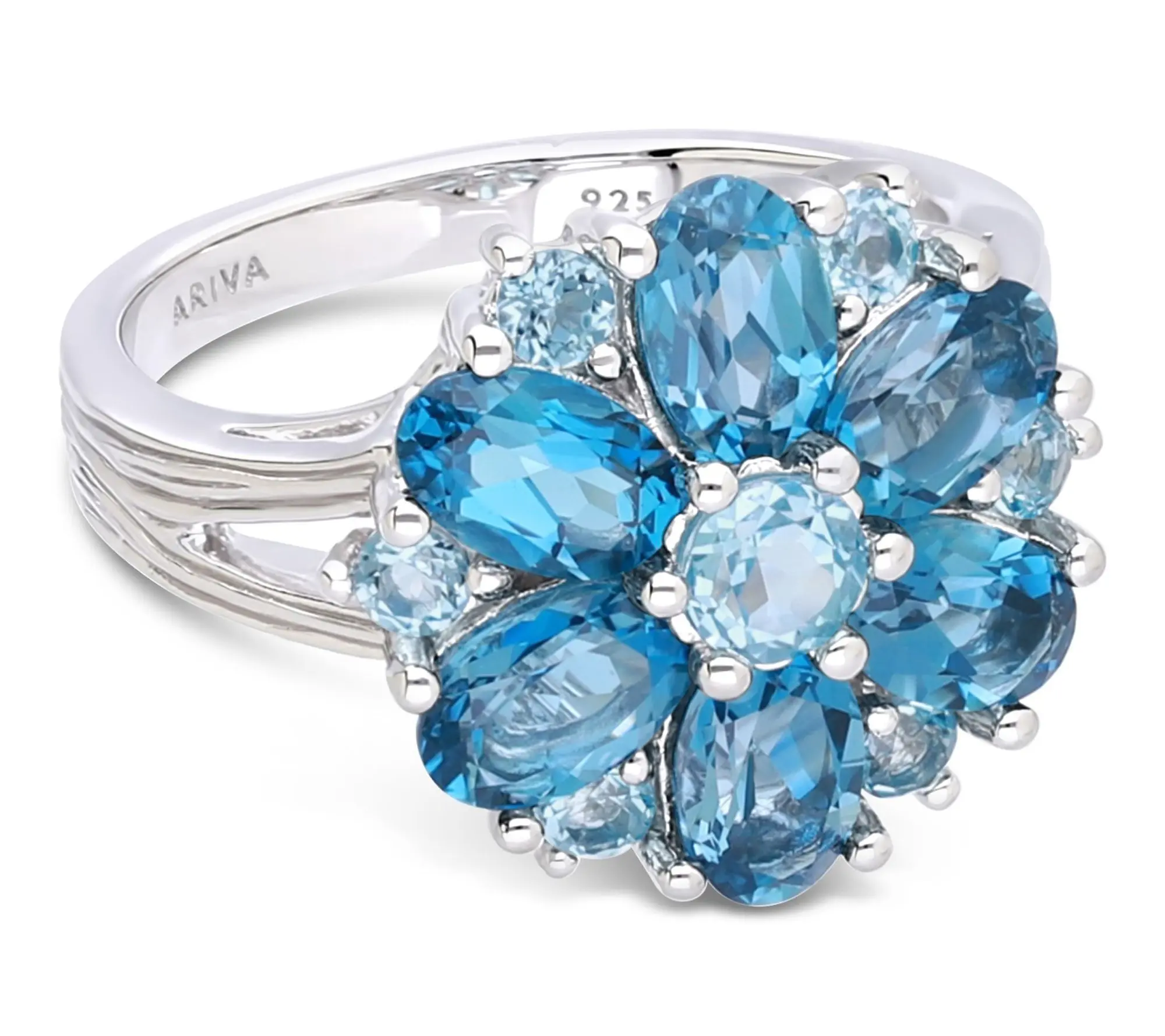 Ariva Sterling Silver Blue Topaz Aster Ring