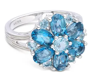 Ariva Sterling Silver Blue Topaz Aster Ring