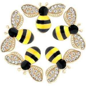 Pistha 20 Pcs Enamel Bee Charms Pendants Rhinestone Enamel Craft Embellishments Crafting for Halloween DIY Handmade Crafts (yellow)