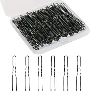U Shaped Hair Pins,  100 count Ladies Hair Bun HairPin, With Storage Box, (2.4Inches), (Black)