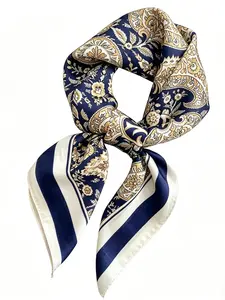 Women's Fashion New Silk Satin Headscarf 70x70cm, Elegant Square Scarf for Ladies, Stylish Hair Accessory for All Seasons Floral Headscarf Bandana