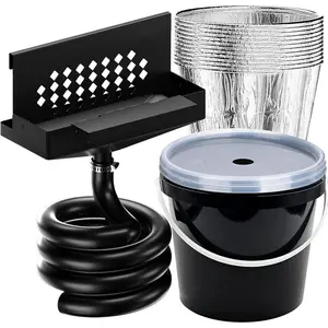 Rear  Drainage System for Blackstone  Catcher Upgrade, Bucket with Transparent Lid,  Funnel,12 Pack Foil Bucket Liners,Blackstone Griddle Accessories,Two Mounting Methods
