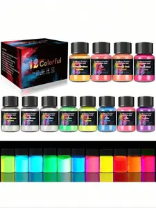 Glow-In-The-Dark Crystal Resin Glitter Powder, Long-Lasting High Brightness, 13 Colors Water Oil Soluble Fluorescent Paint for DIY Crafts Jewelry Making Accessories