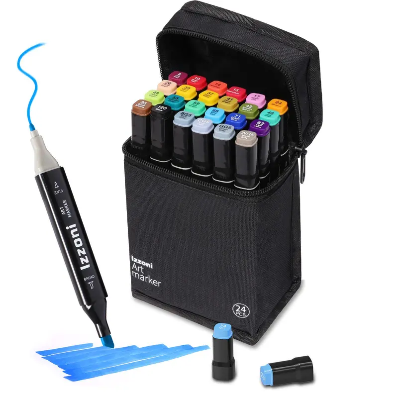 Markers, 24 Color double-ended two-color paint markers, rock painting, wood, canvas, stone, glass art supplies, DIY craft making, school supplies