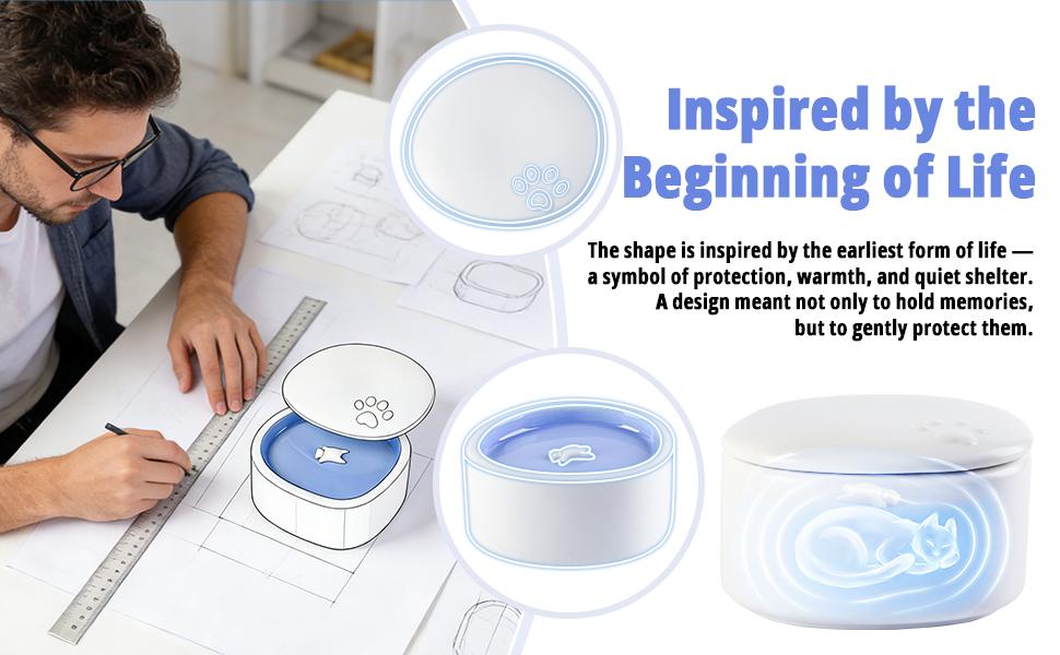 Pet Urn for Cat or Dog Ashes, Ceramic Keepsake Urn with Dual-Layer Design, Pet Memorial Cremation Remembrance Box