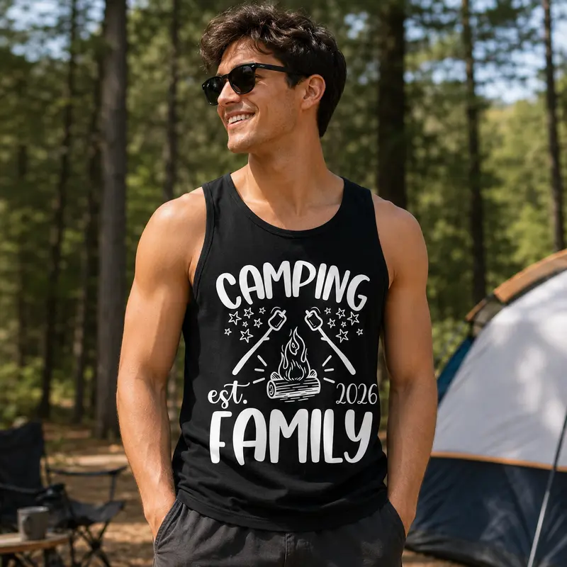 Camping Family Est 2026 Tanktop, Funny Family Camping Tank, Campfire Graphic Tank, Outdoor Adventure Gift for Campers, RV Travel Vacation Tank Hoodie - Sweatshirt