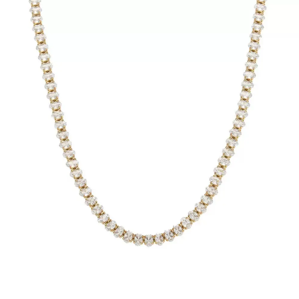 Oval Diamond Tennis Necklace Water Resistant