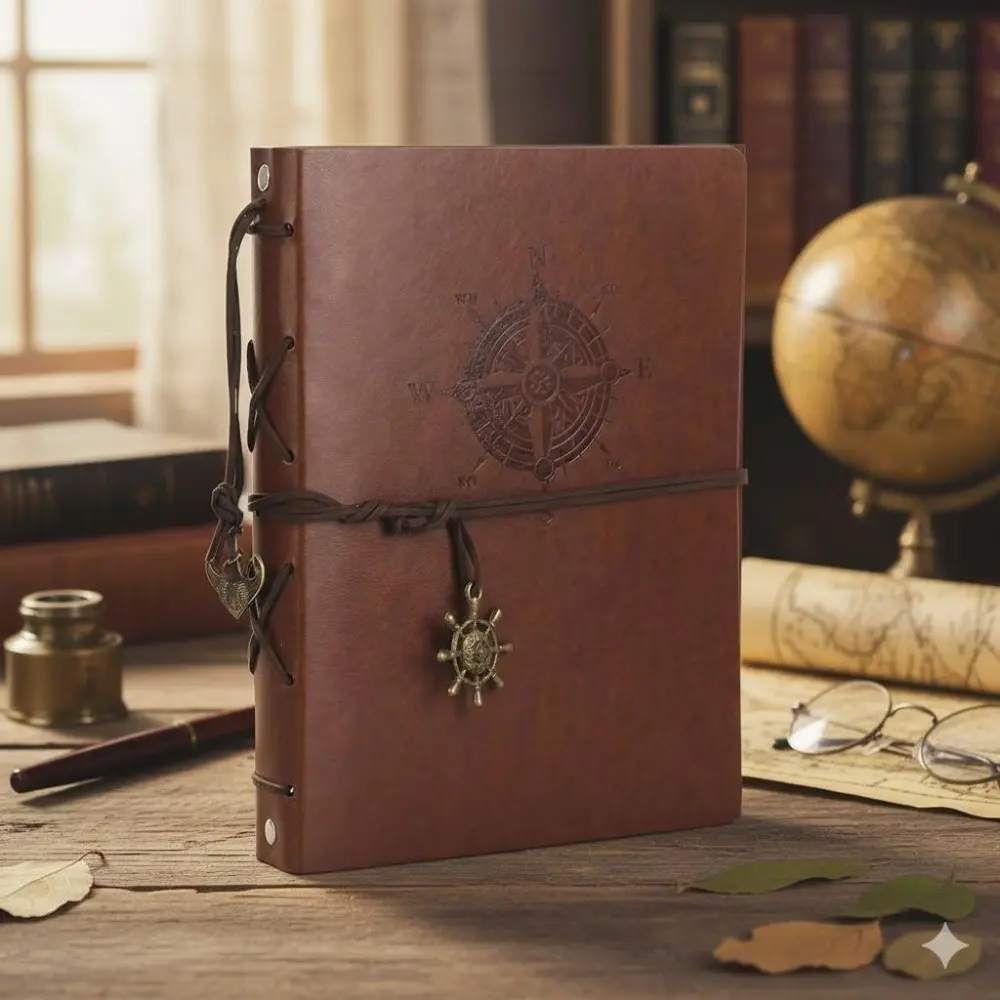 Vintage A6 Tearable Notebook Set | Thick Leather Cover Kraft Paper Journal for Business Office Study Writing | Waterproof Anti-Scratch Retro Style Planner Travel Diary Notebook