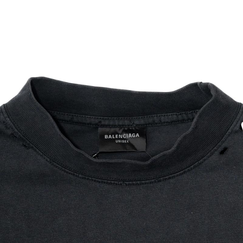 Balenciaga 3B Liquefied Logo Short Sleeve Tee Shirt Black Black