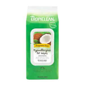 TropiClean Hypoallergenic Pet Wipes, 100ct