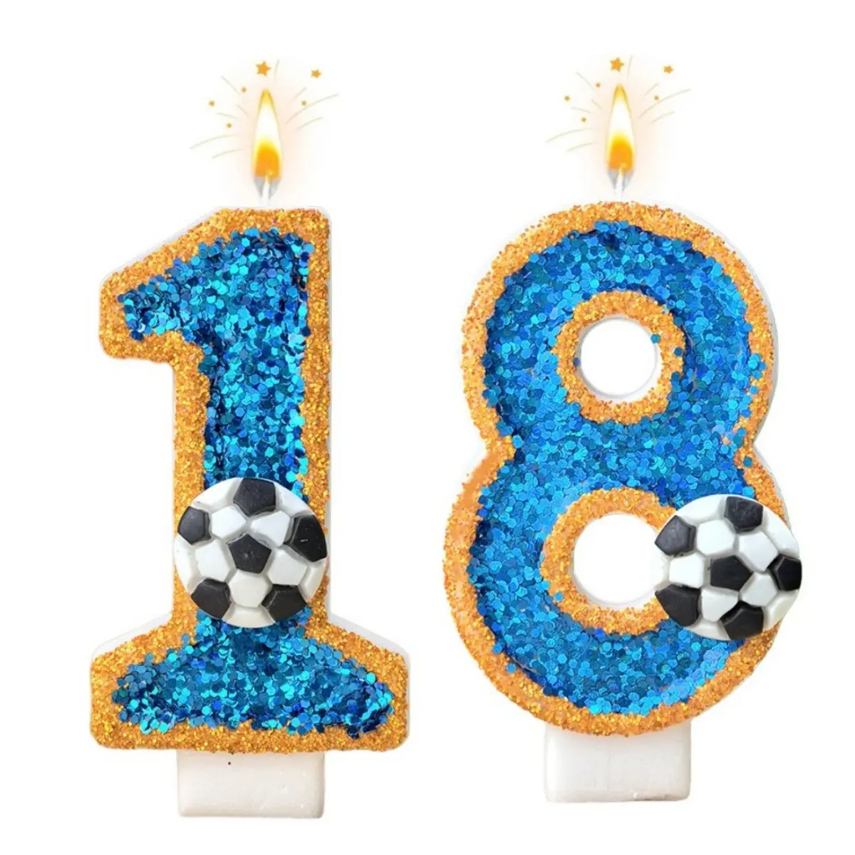 1pcs Blue soccer 0-9 number birthday candles for cake decoration, suitable for birthday party and sports-themed cake decoration, Party Decorations, Cake Decorating