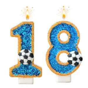 1pcs Blue soccer 0-9 number birthday candles for cake decoration, suitable for birthday party cake decoration, ideal for sports-themed cake decoration candles, handcrafted DIY cake decoration, Party Decorations, Ornaments