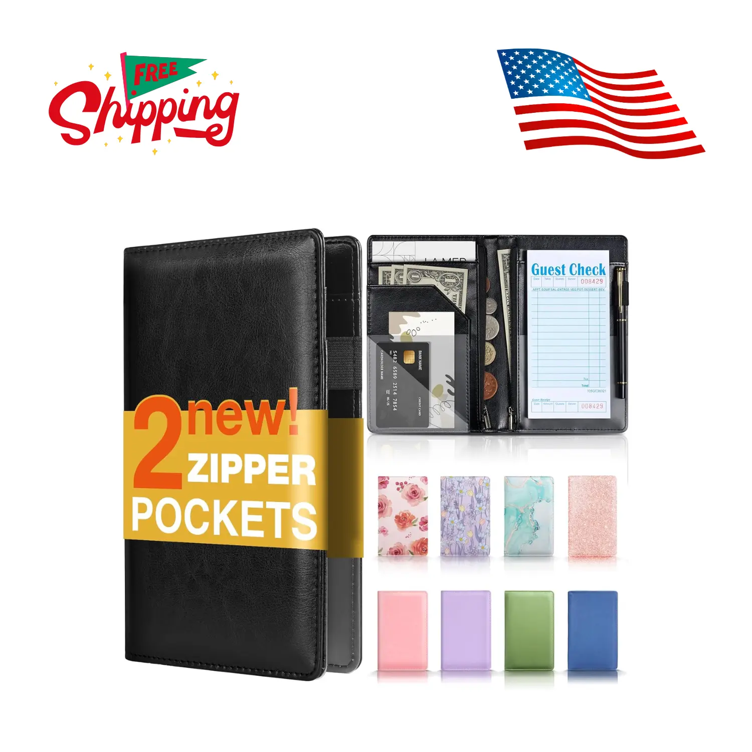 Server Book, 2 Zipper Pocket, Server Books Black