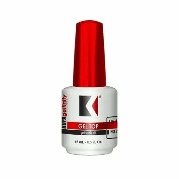 KUPA Gelfinity No-Wipe Soak-Off Gel Top Coat - 0.5Fl Oz, Glossy Shine, Durable, UV LED Cure, Cosmetic Beauty Product for US Manicure Nail Art